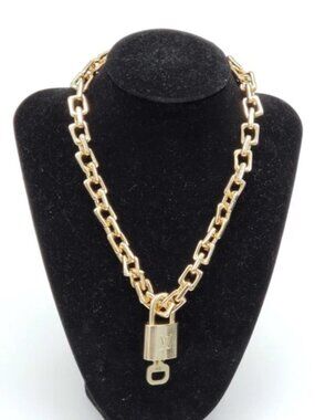 Gold-Plated Necklace with Authentic Louis Vuitton Padlock